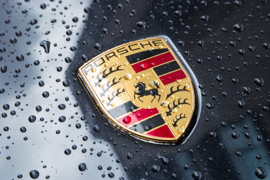 Close up photo of Porsche's logo