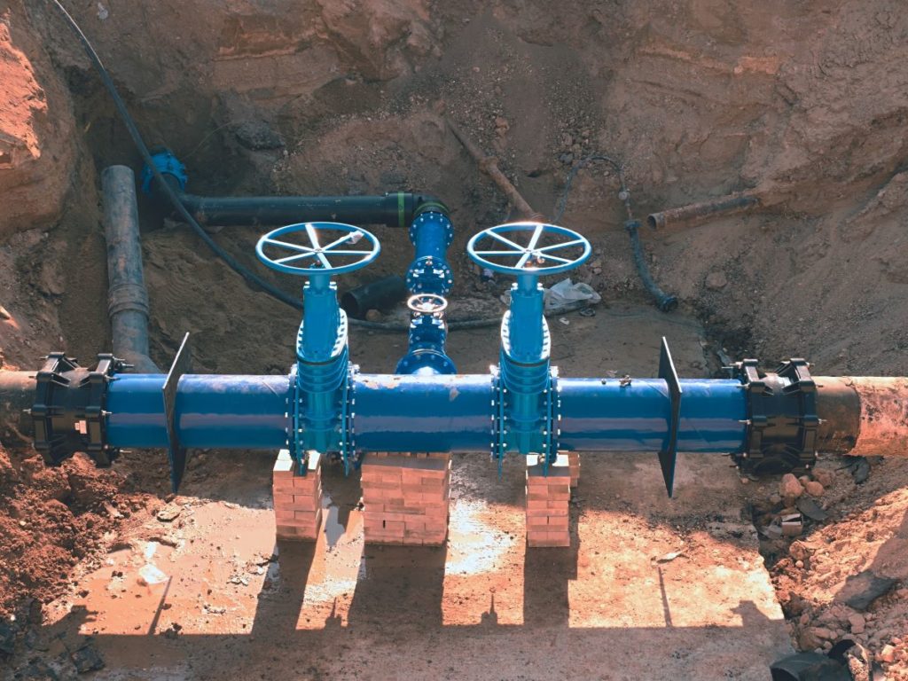 blue pipes and valves