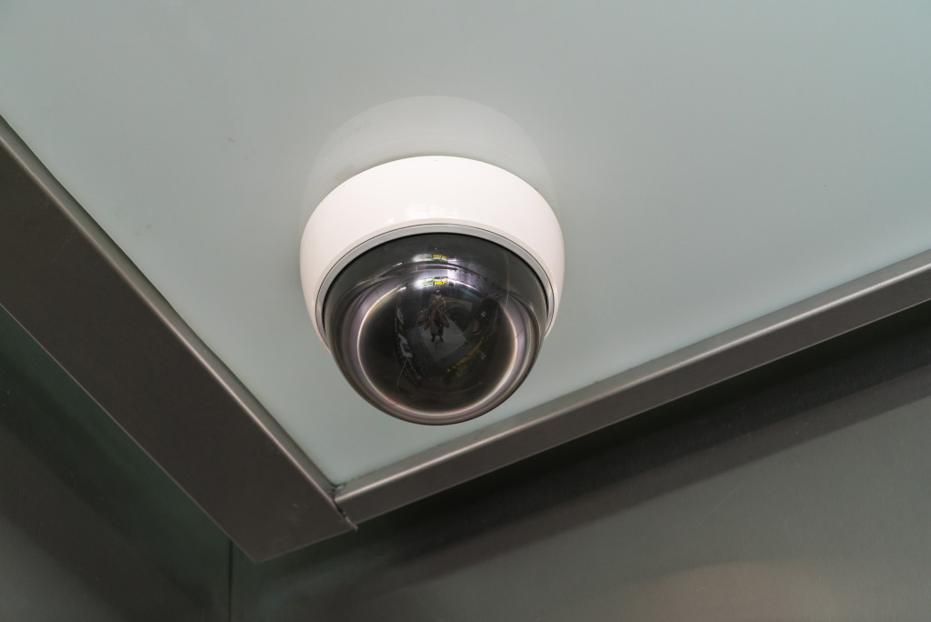 A CCTV camera on the ceiling