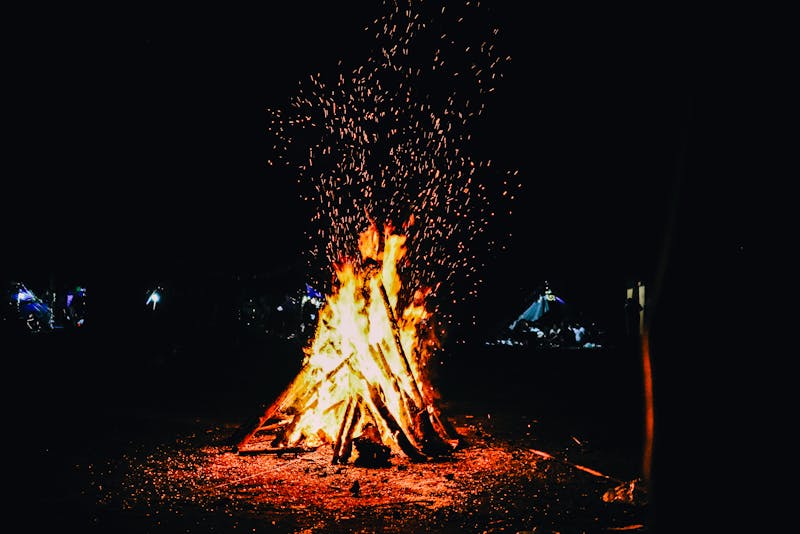 bonfire during camping